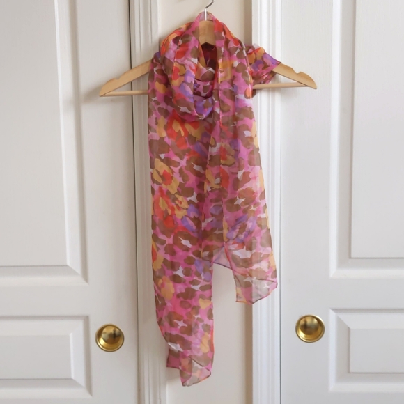 Pink Floral Sheer Scarf - Picture 2 of 4